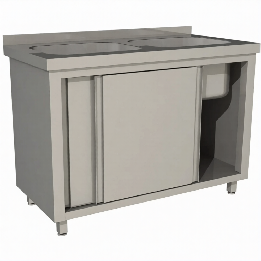 Стол производственный купе СПЗК2М-18/6-БЛ с моечной ванной