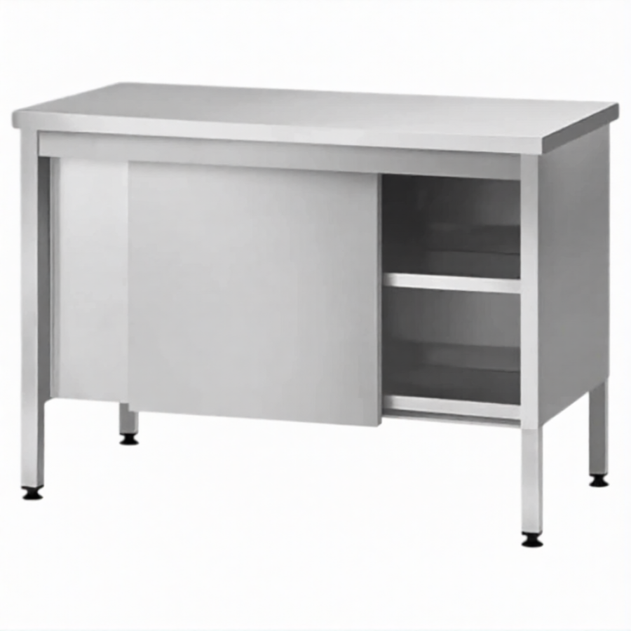 Стол производственный закрытый СПЗп 860х1500х600 «Profi Ral», двери-купе, полка сплошная