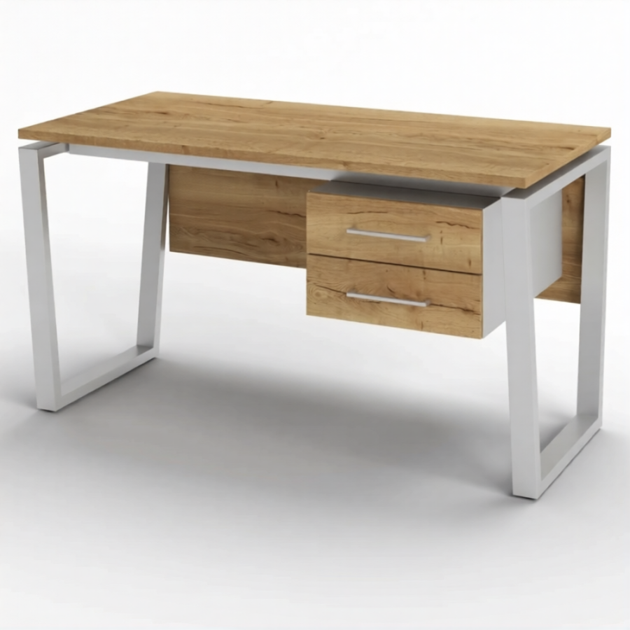 Стол рабочий 2 ящика СрТ-22 (тип 3) (1600х800х750) (столешница ЛДСП дуб вотан, каркас серый)