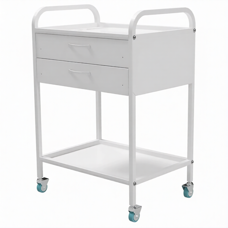 Стол медицинский инструментальный СМИ-02-02 (полки нерж., колёса серая резина)