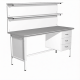 Стол лабораторный СЛ-113 с тумбой (1400х600х750) (постформинг серый, каркас белый)