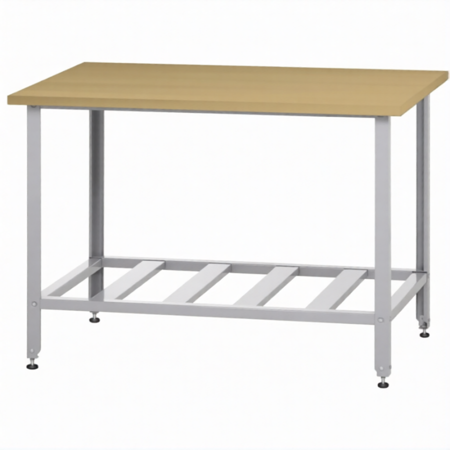 Стол кондитерский СПРн 860х1500х700 «Norma Zn» бук/40 (полка-решетка, ножка угловая)