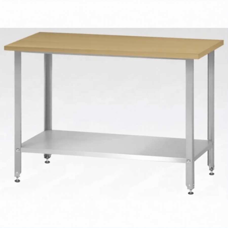 Стол кондитерский СПРн 860х1500х700 «Norma Inox» бук/40 (полка сплошная, ножка угловая)