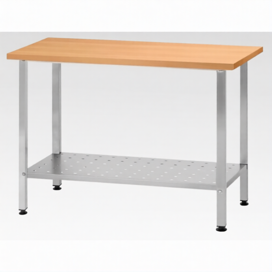 Стол кондитерский СПРн 860х1500х700 «Norma Inox» бук/40 (полка перф.; ножка проф., тр. 40х40)